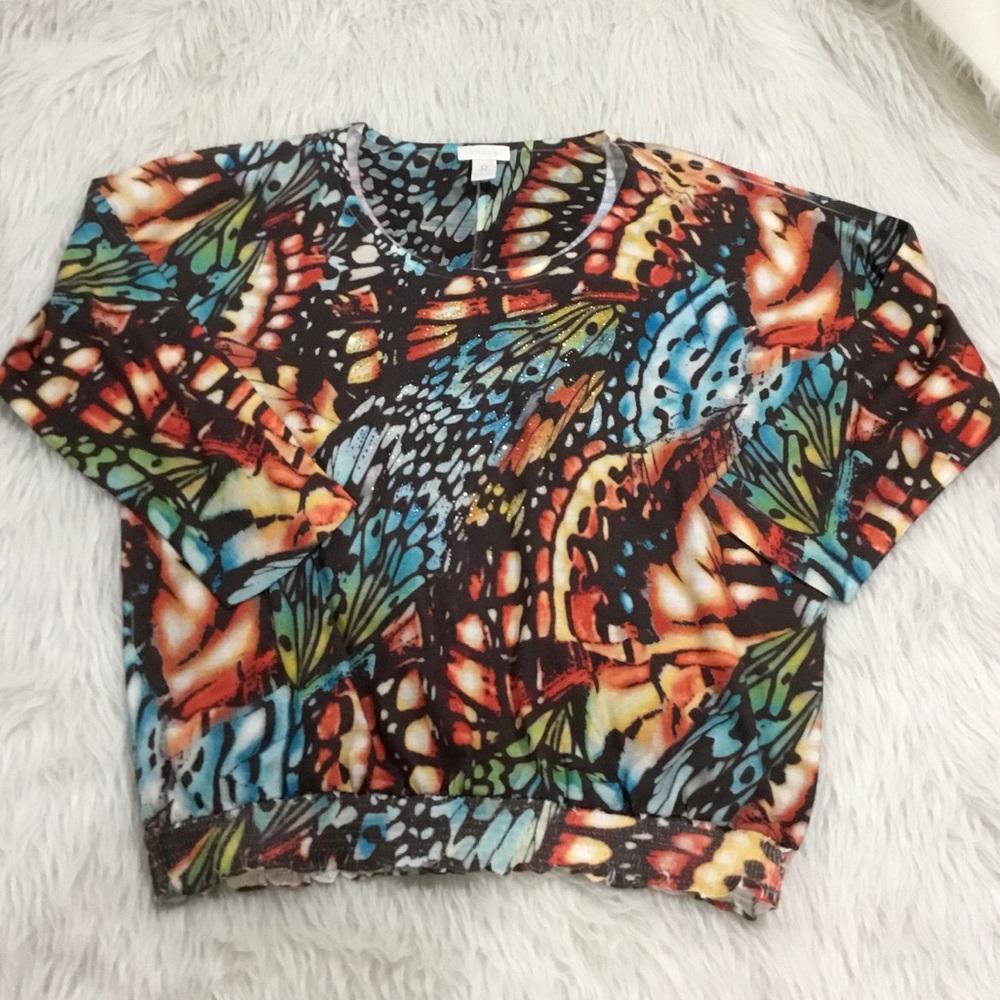 Chico’s Multicolored Rhinestone Sparkling Butterf… - image 1